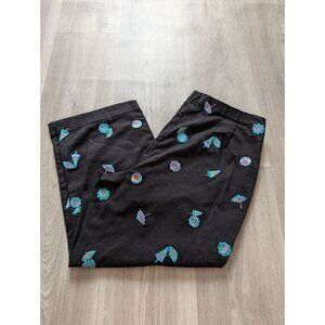 Coldwater Creek Black Pants Embroidered Beach Umbrella & Ball Casual Size 14